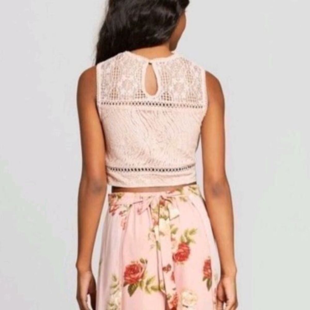 Xhilaration Dusty Rose Pink Lace Crop Top Size XXS - Picture 10 of 10